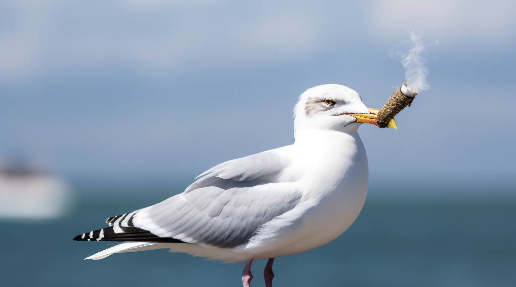In the UK, Seagulls take away shoals of marijuana from drug addicts to get stoned