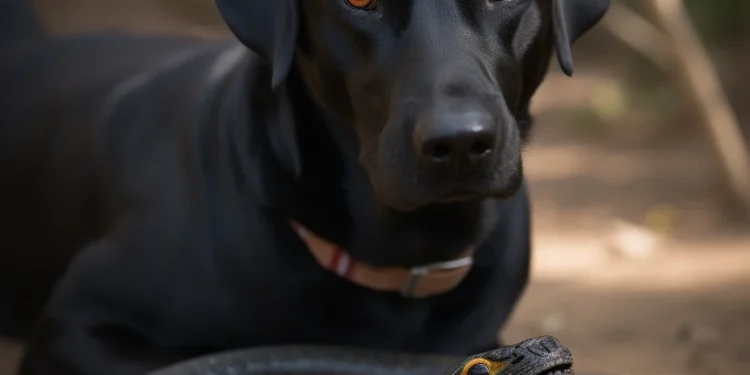 dog against black mamba