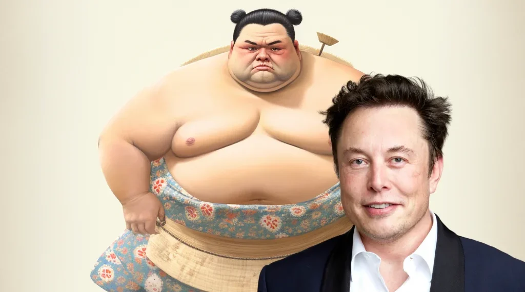 Elon Musk and sumo wrestler