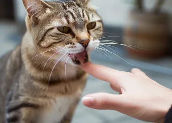 Cat bites hand