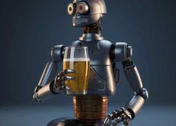 robot with a beer