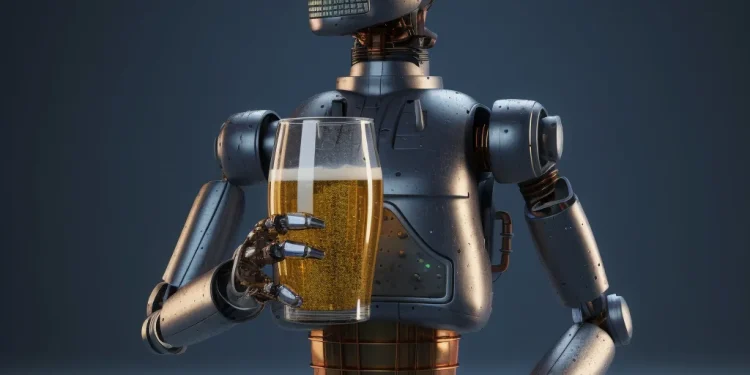 robot with a beer