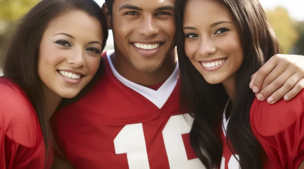 football player and girls