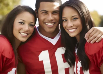 football player and girls