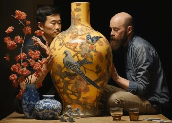 two man and vase