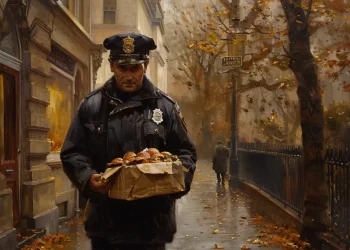 A police officer arrested the delivery man and delivered the food to customers himself