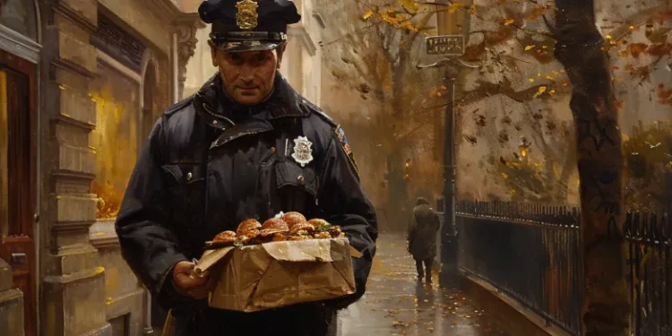 A police officer arrested the delivery man and delivered the food to customers himself