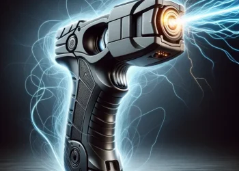 A naked woman took a stun gun away from a police officer and shot him