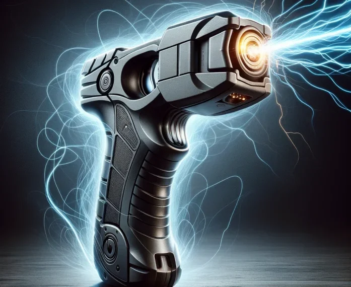 A naked woman took a stun gun away from a police officer and shot him